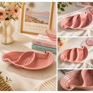 Vgt Miramar of California 742 Pink Peach USA Pottery Tray Divided Dish 1957 14"‎
